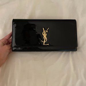 YSL Black (Gold Hardware) Patent Leather Clutch